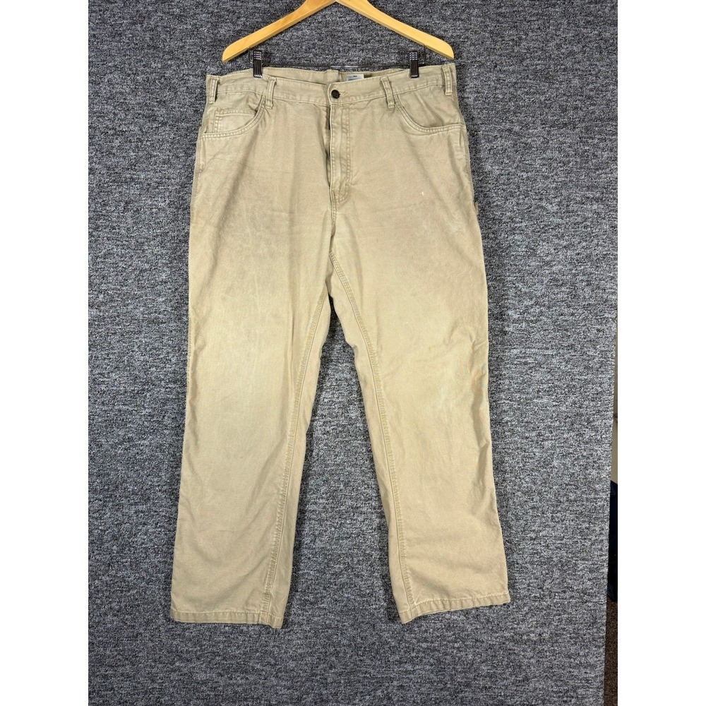 Berne‎ Mens Khaki Cotton Duck Canvas Carpenter Work Pants 38x32 P967TKH Relaxed